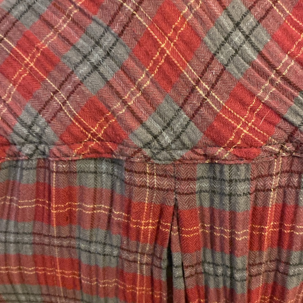 Kut From The Kloth red and gray plaid snap front shirt dress size L - Picture 9 of 12